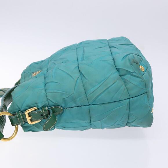 PRADA Shoulder Bag Nylon Blue Gold - Picture 5 of 12